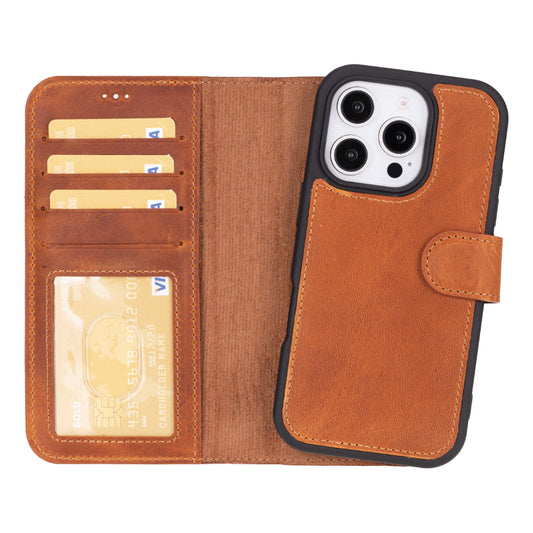 UnBranded Magic iPhone 16 Pro Detachable Leather Wallet Case Moccasin