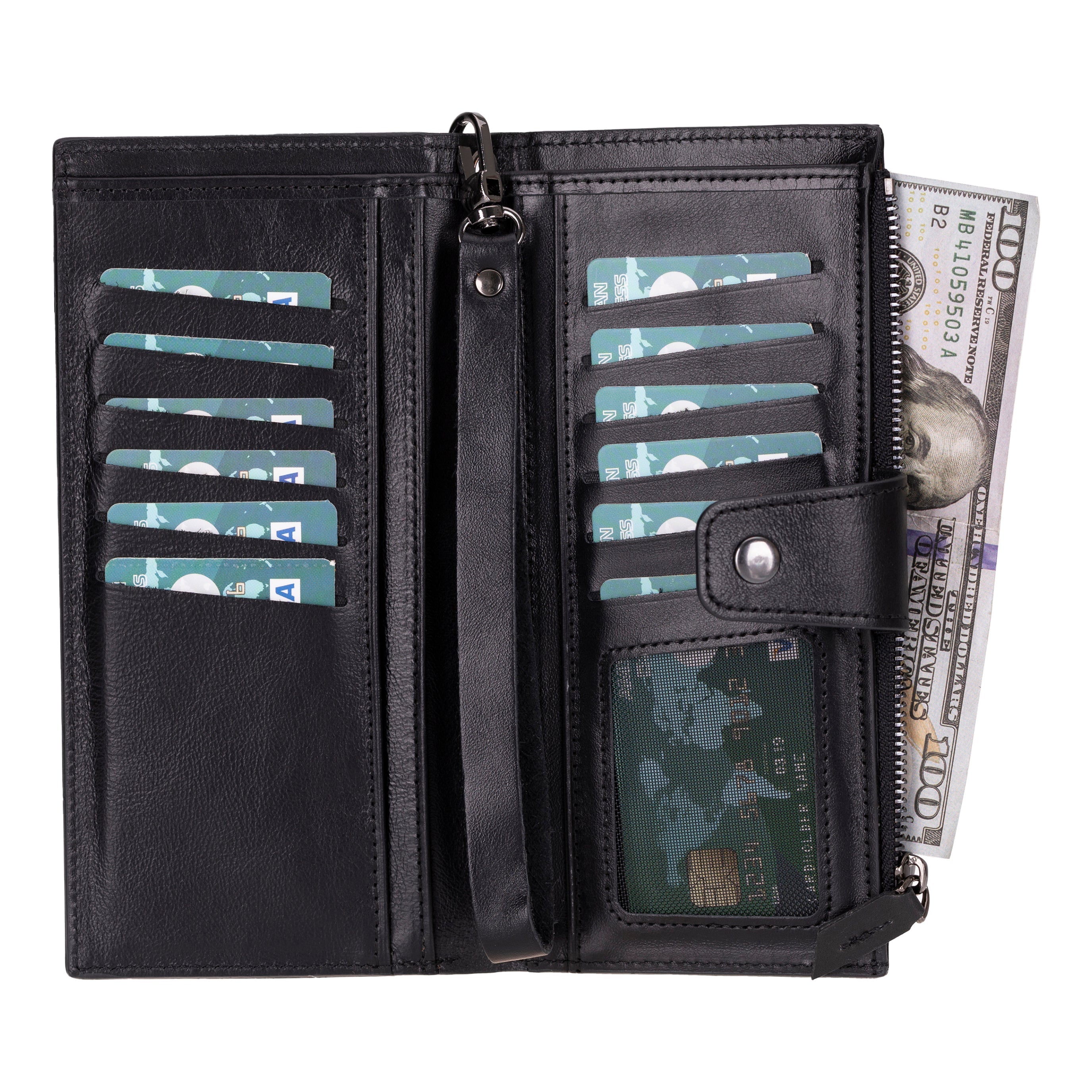 Bayelon Lozan Hanger Leather Wallet for Women Black