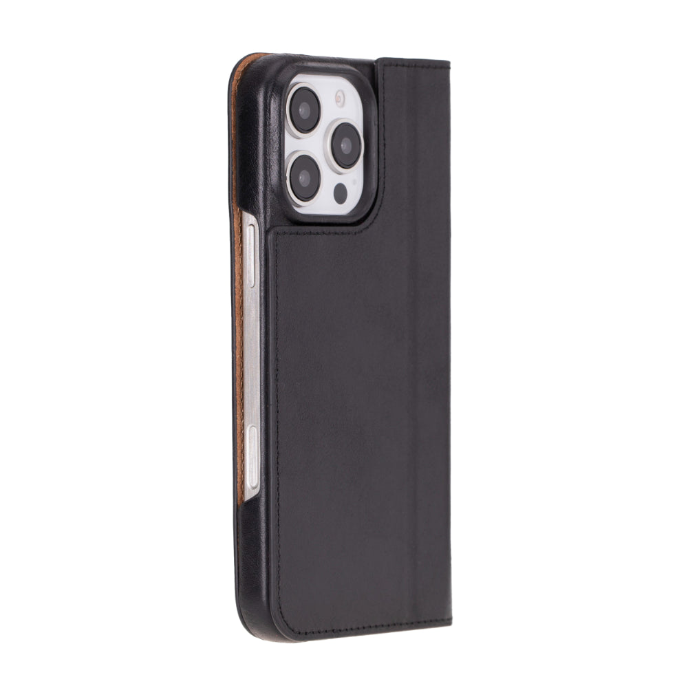 Bayelon Sonat iPhone 16 Pro Leather Folio Case Black