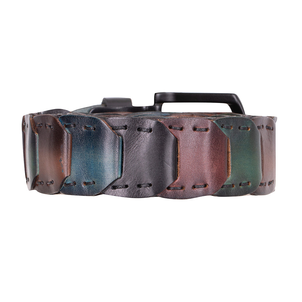 Bayelon Vista Braided Leather Men's Belt - Handmade & Durable Rainbow
