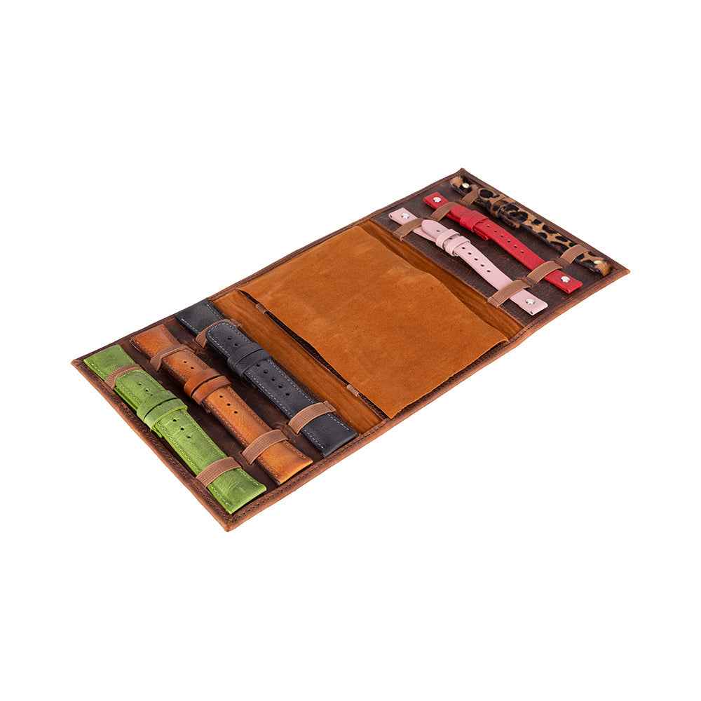 UnBranded Triple Watch Band Leather Organizer Saddle Brown