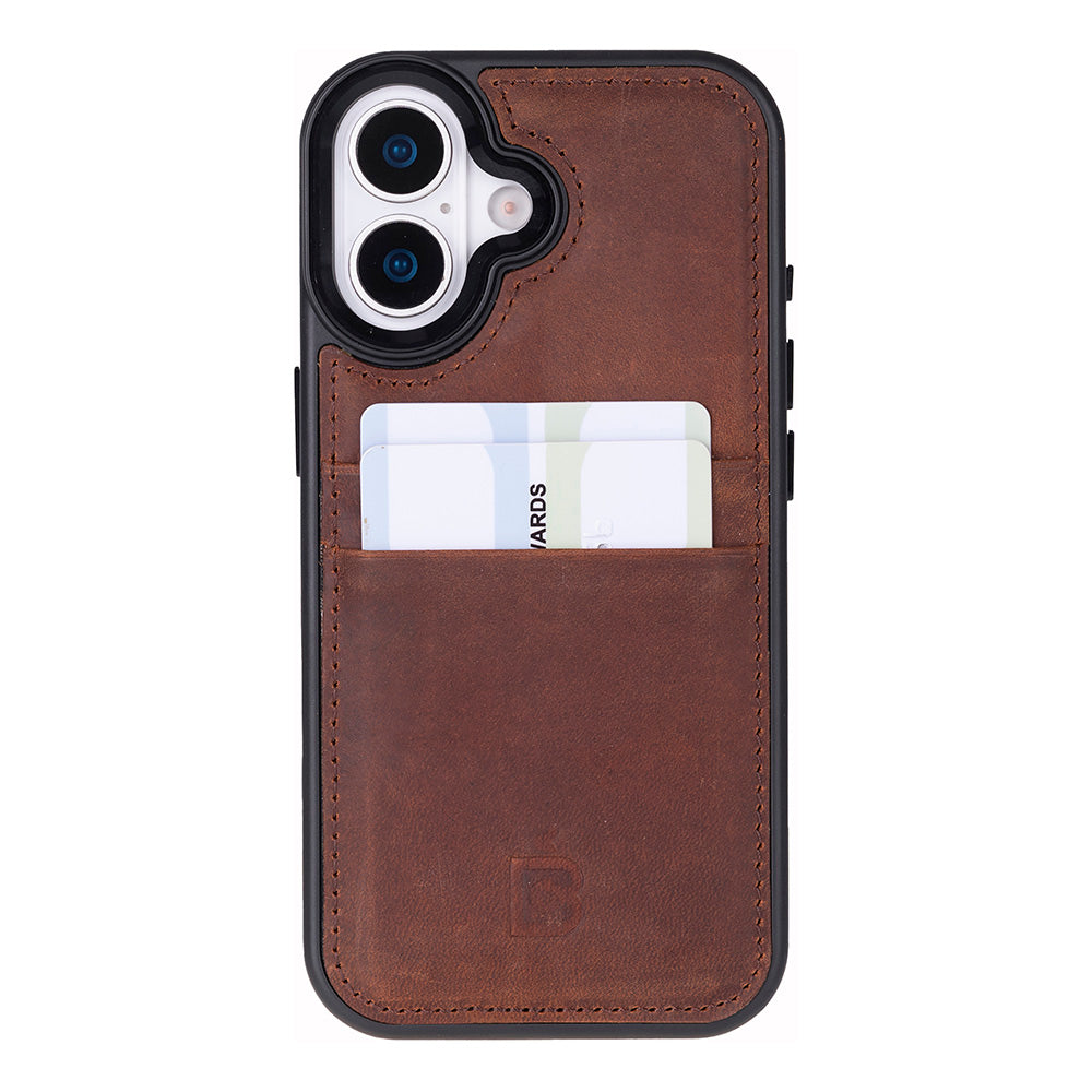 Bouletta Flex Cover Leather iPhone 17 Case with Card Holder Saddle Brown