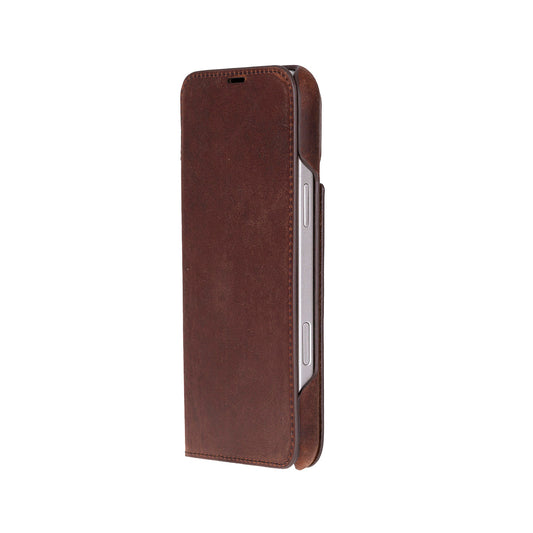 UnBranded Sonat Leather iPhone 17 Folio Case Saddle Brown
