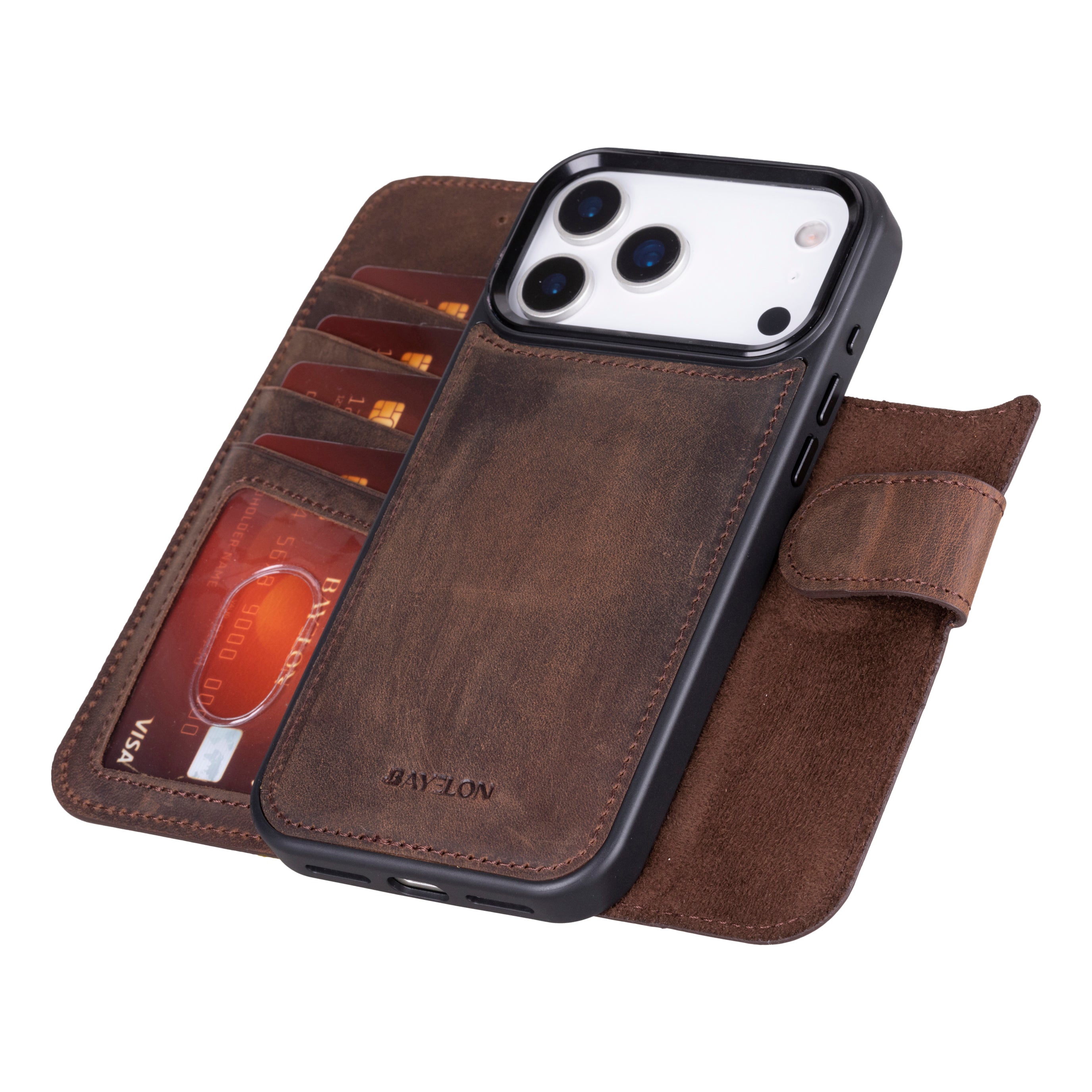 Bayelon iPhone 17 Pro Detachable Wallet Case
