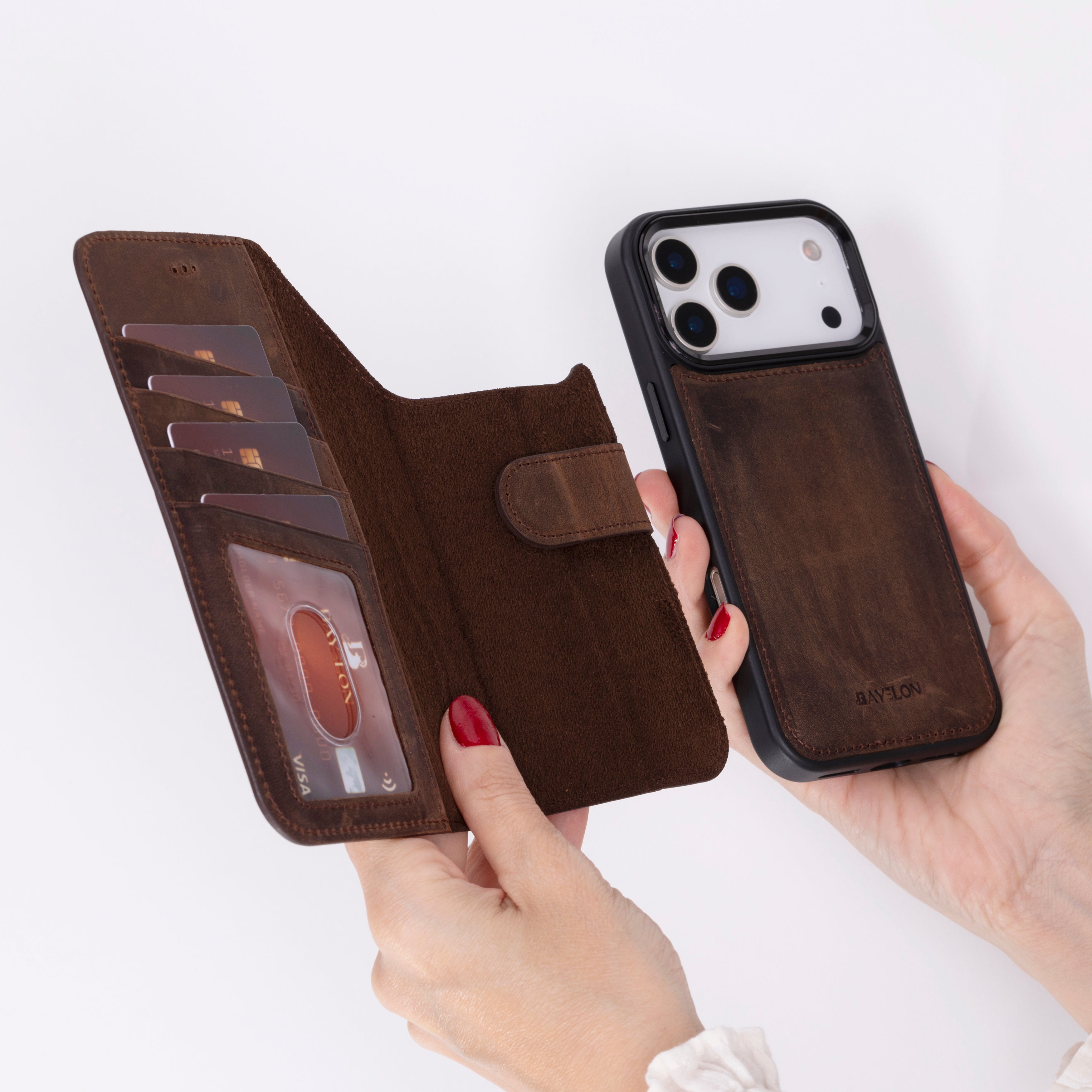 Bayelon iPhone 17 Pro Detachable Wallet Case