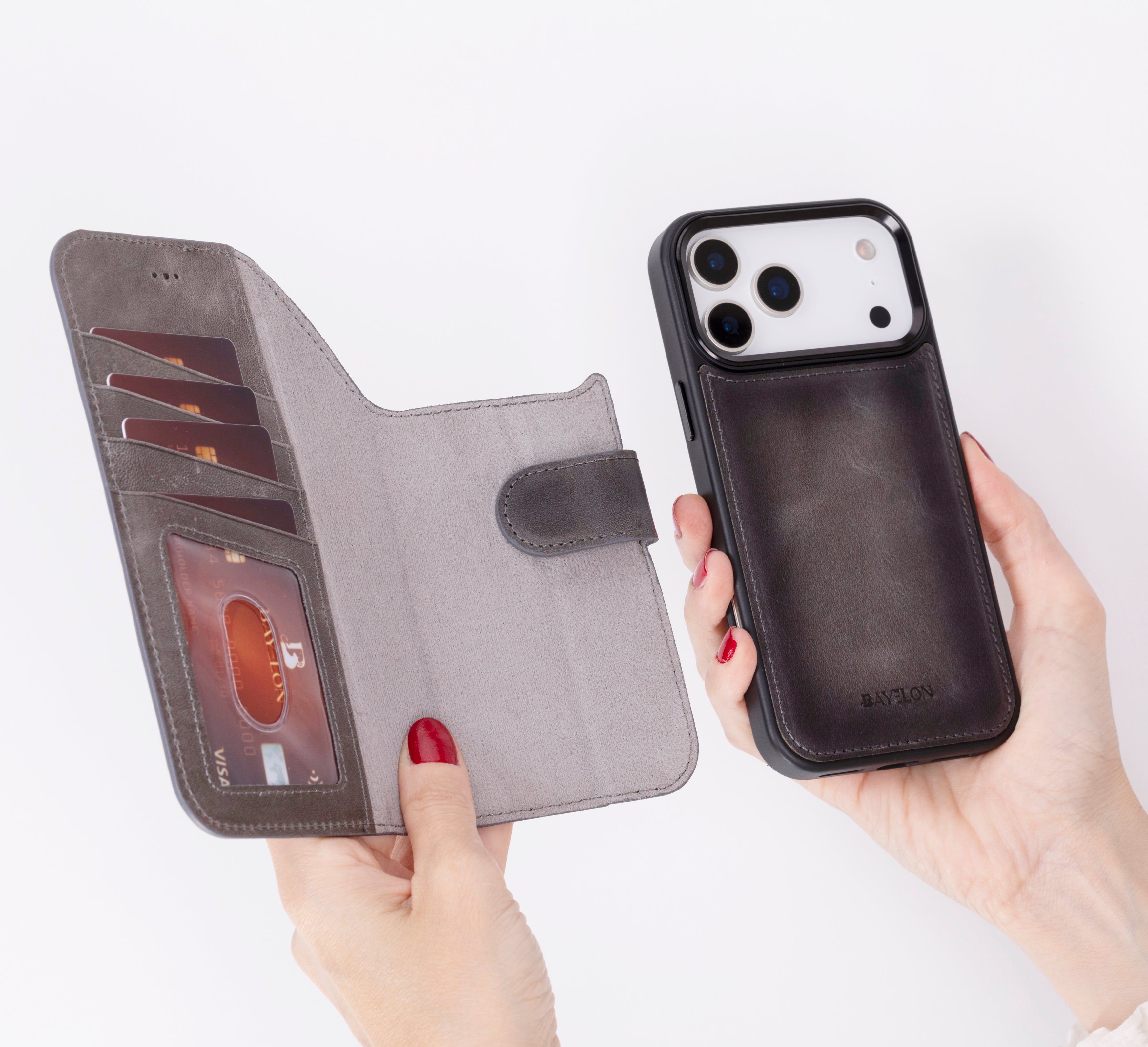 Bayelon iPhone 17 Pro Detachable Wallet Case