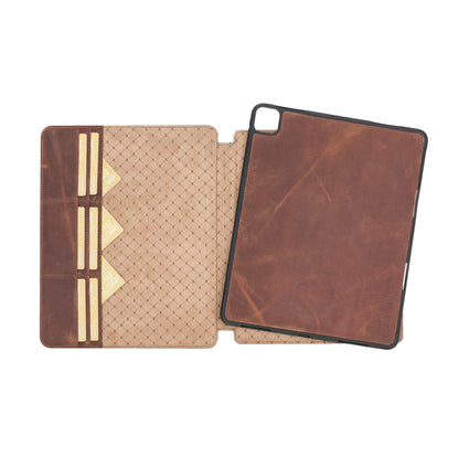 UnBranded Eto iPad Pro 13" (M4-2024) Leather Wallet Case I Pad Pro 13" (M4 2024) Saddle Brown