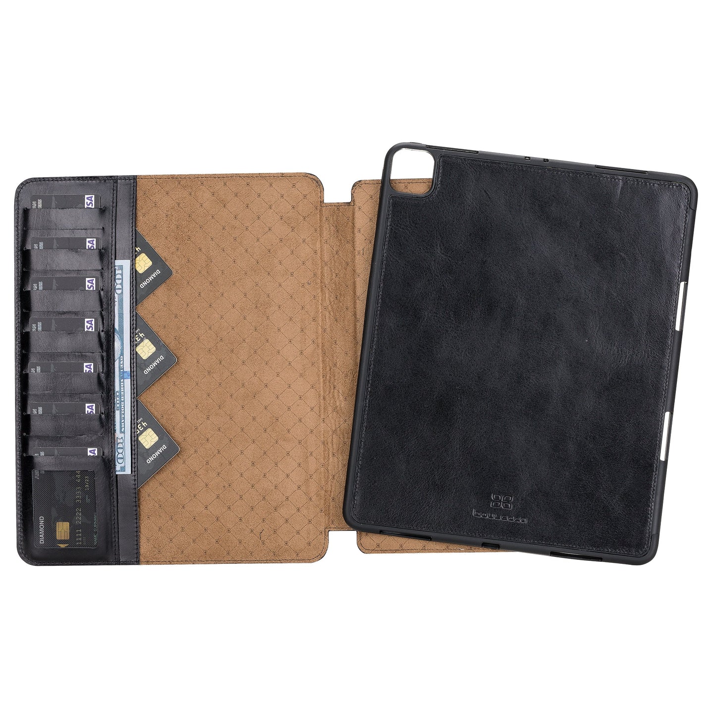 UnBranded Eto iPad Pro 13" (M4-2024) Leather Wallet Case I Pad Pro 13" (M4 2024) Black