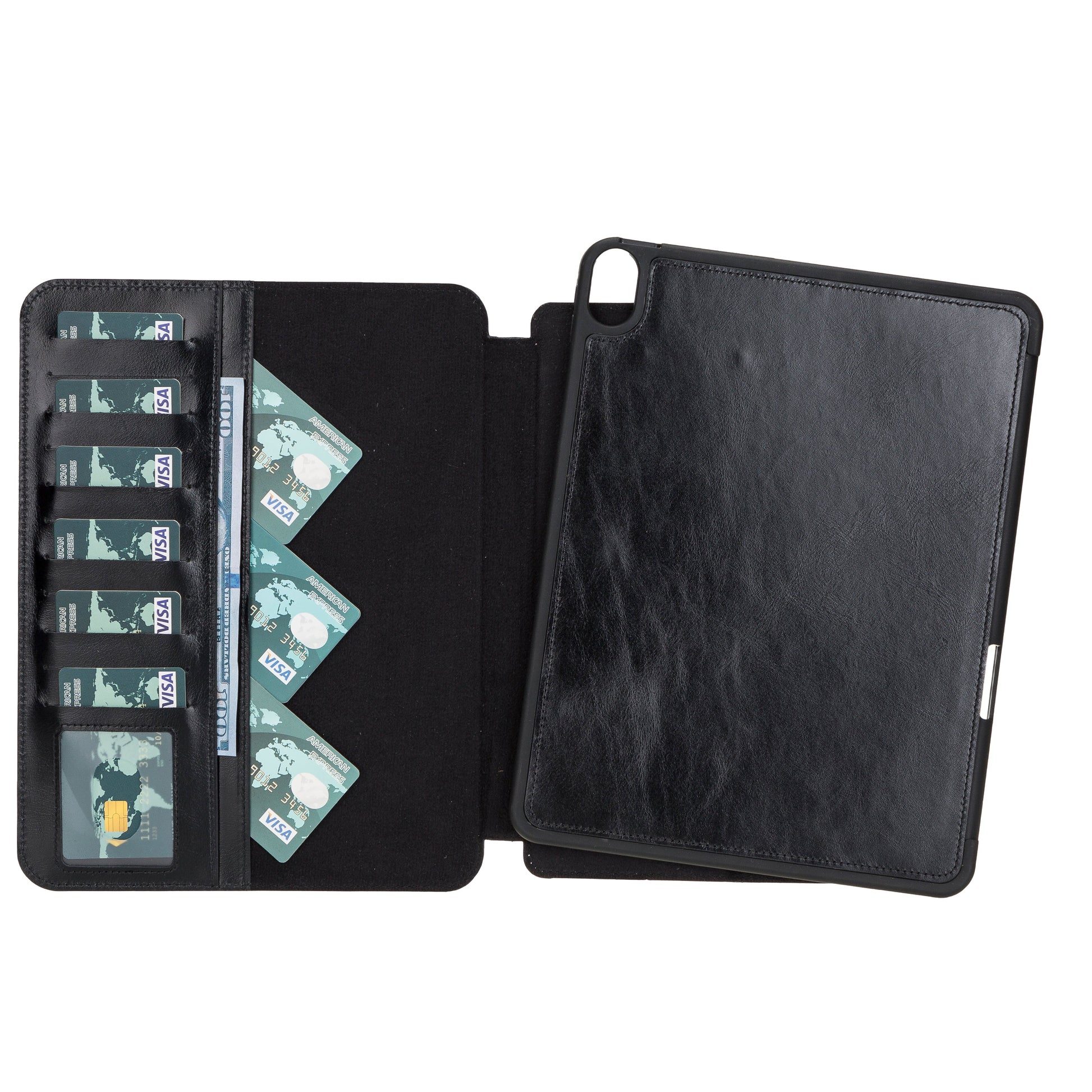 UnBranded Eto iPad Air 10.9" Leather Wallet Case I Pad Air 10.9" 2020 4th Gen Black