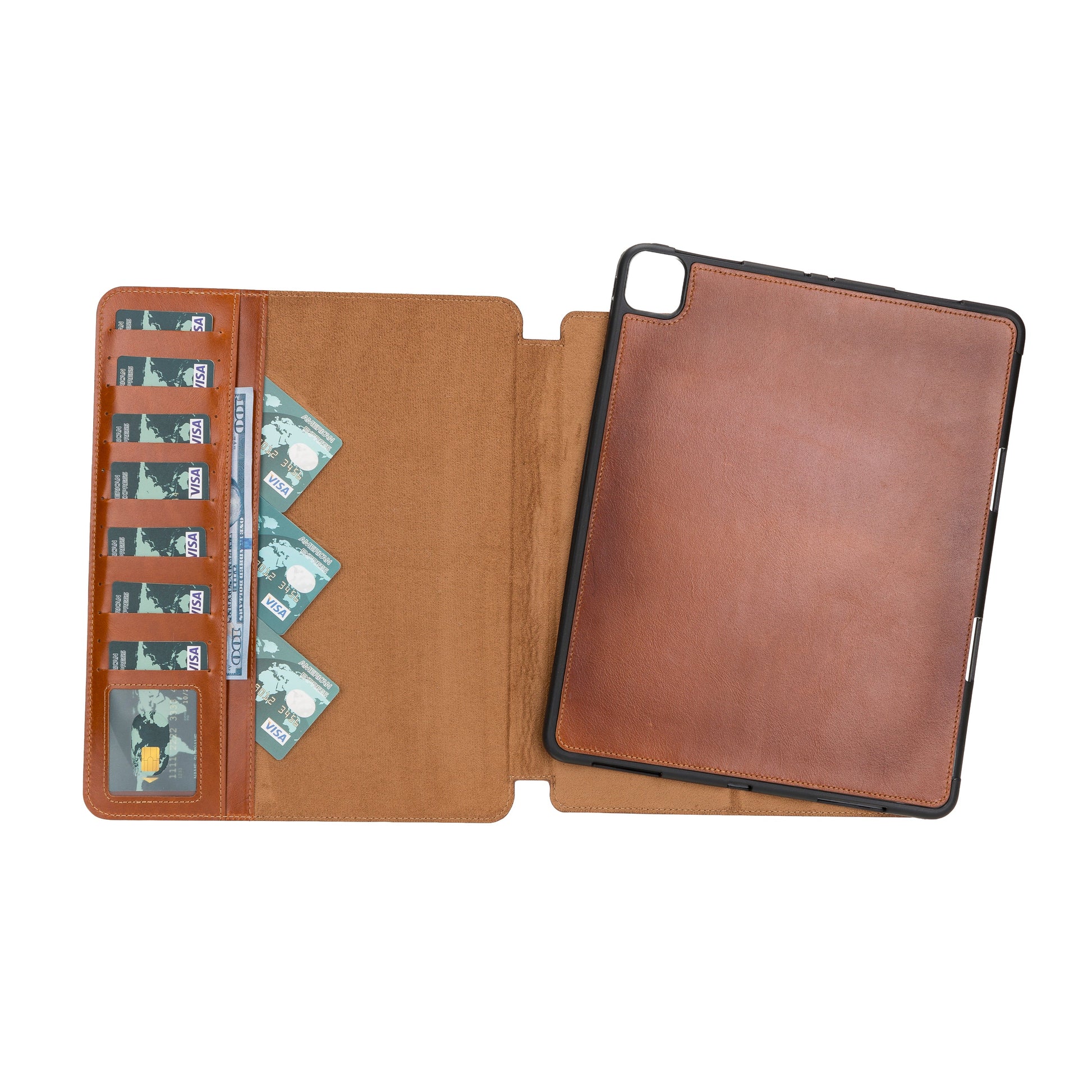 UnBranded Eto iPad Pro 13" (M4-2024) Leather Wallet Case I Pad Pro 13" (M4 2024) Tan