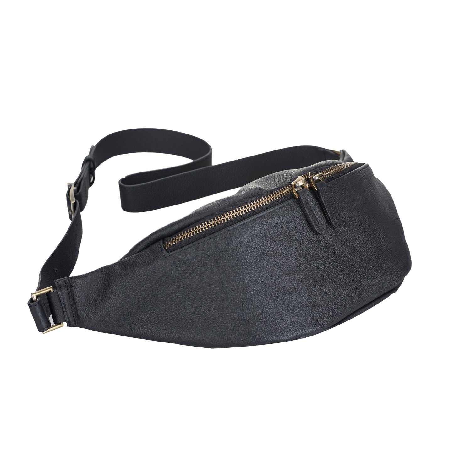 Bouletta Minoan Leather Waist Bag - Handmade Genuine Leather Pebble Black