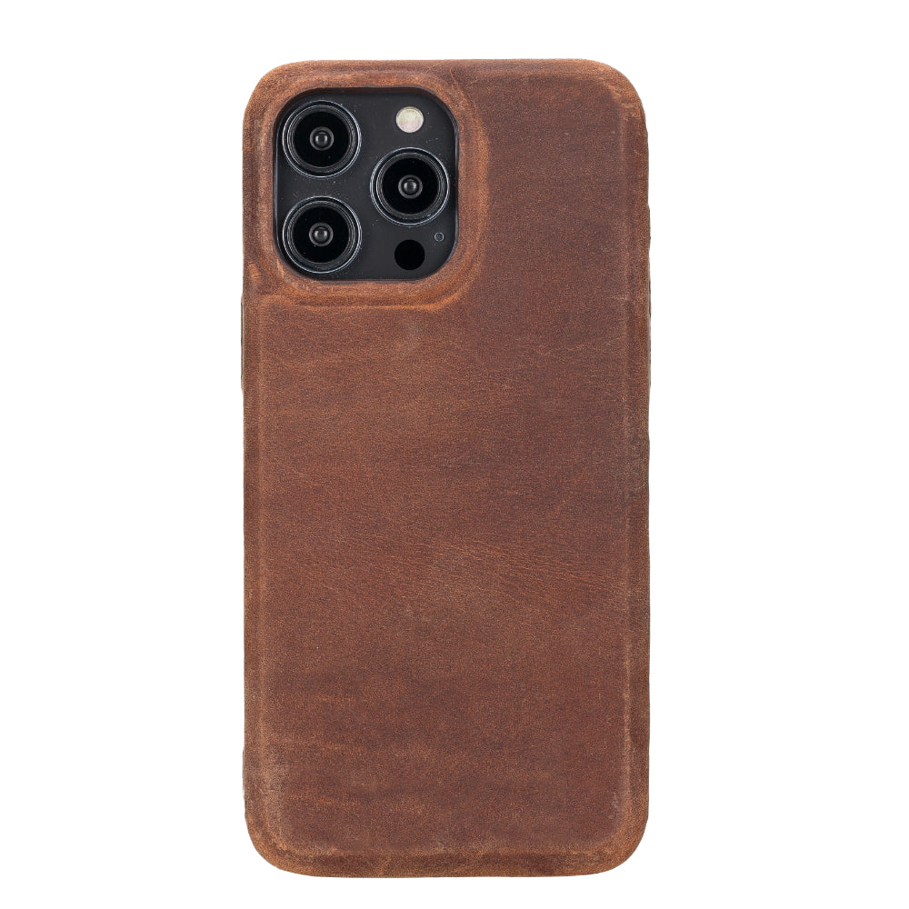 Bayelon Rock Cover iPhone 15 Pro Genuine Leather Case Saddle Brown