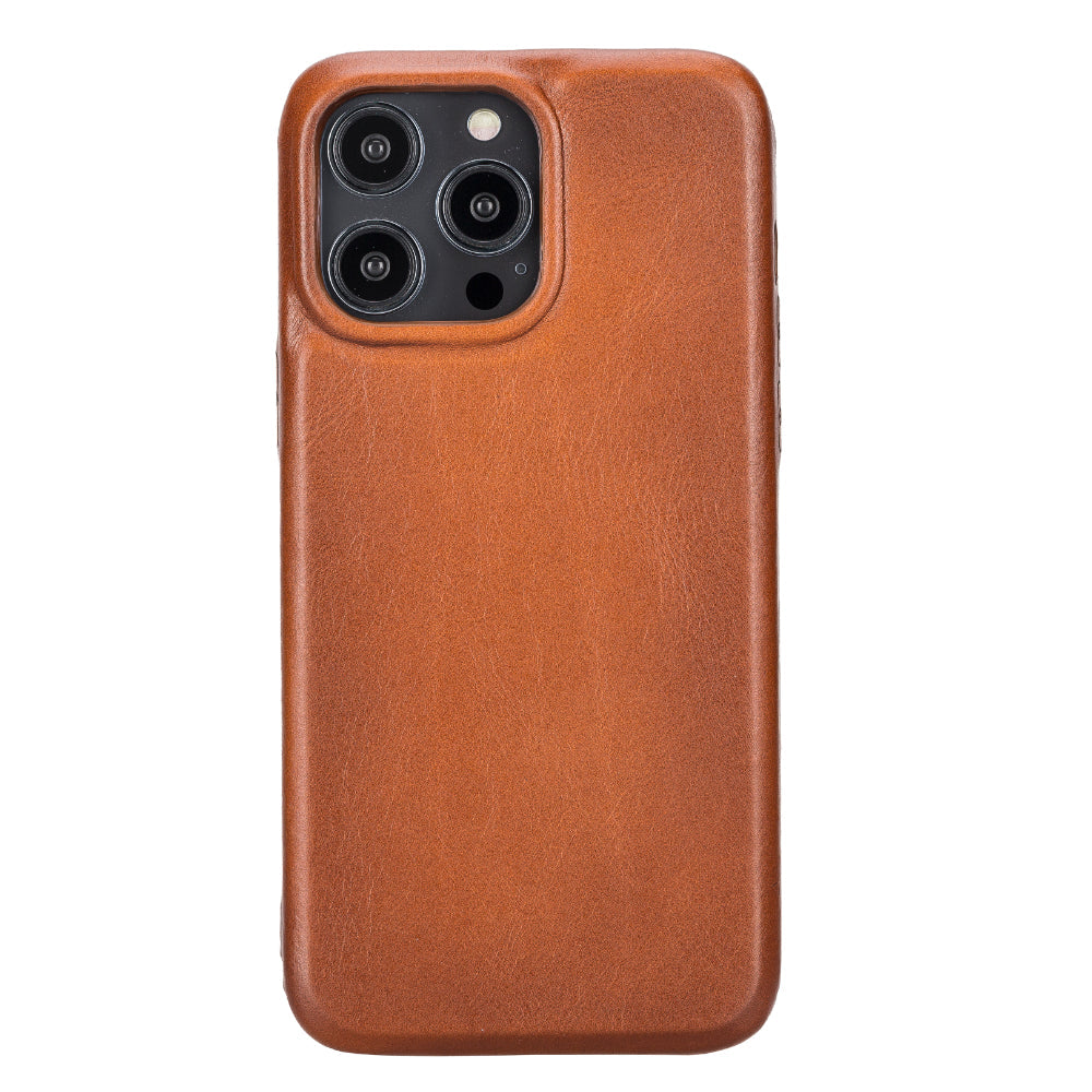 Bayelon Rock Cover iPhone 15 Pro Genuine Leather Case Tan