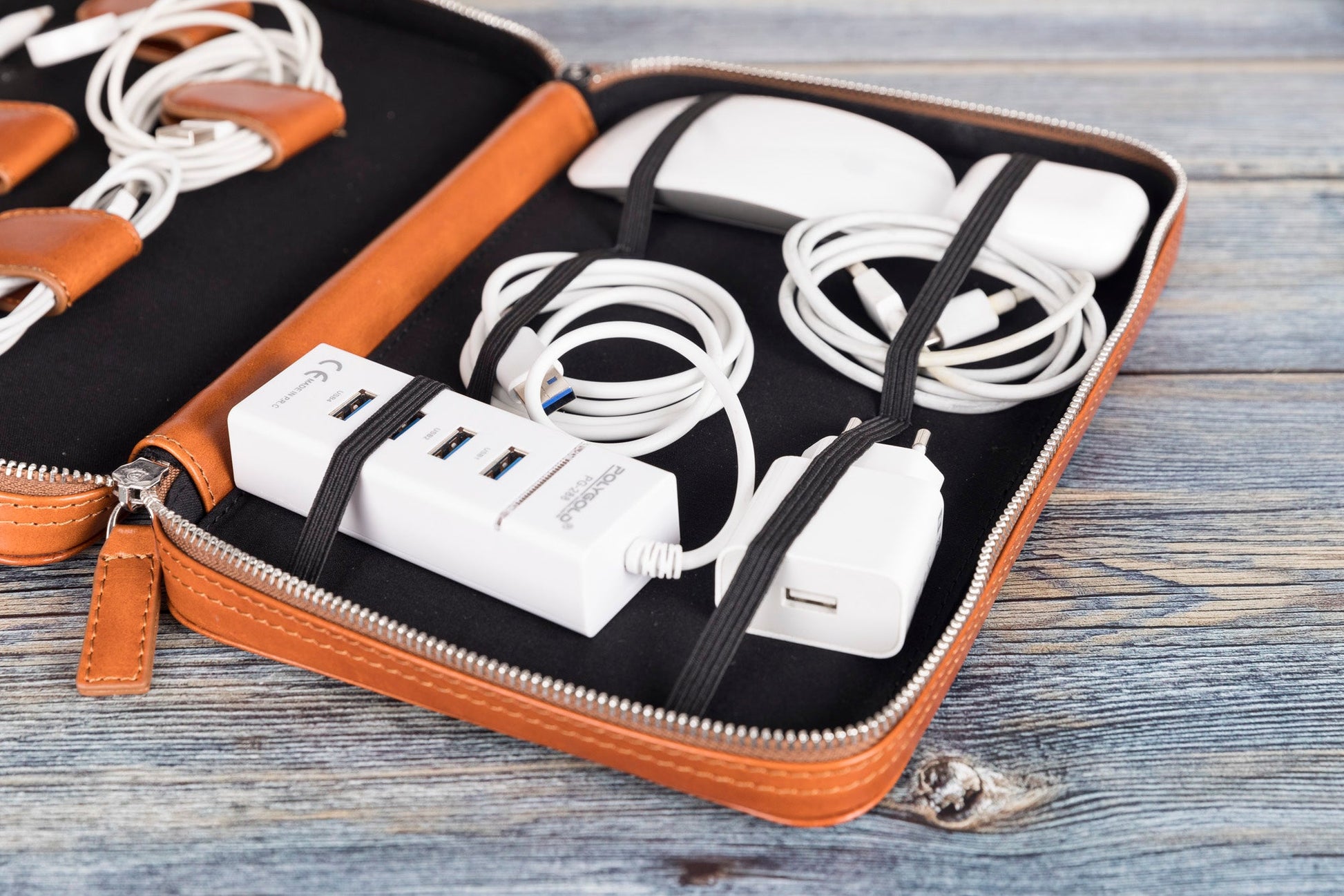 Bouletta Orbex Genuine Leather Travel Cable Organizer