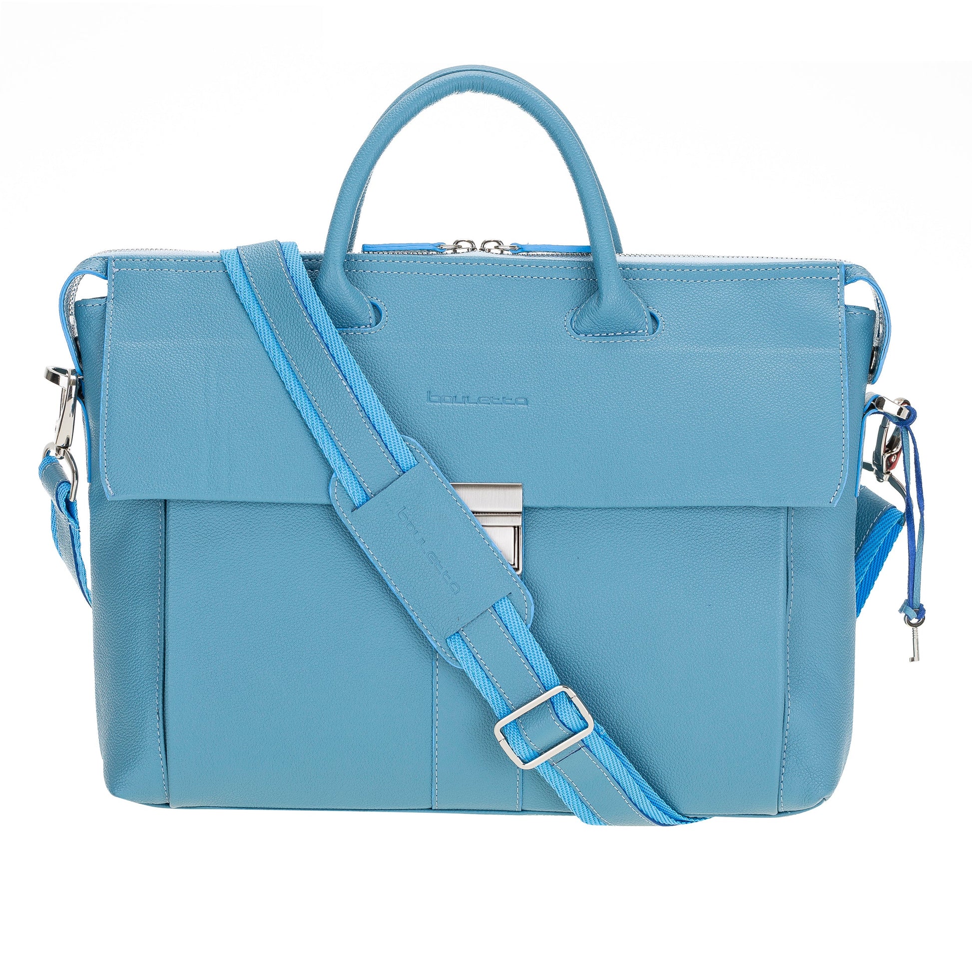 Bouletta Wizard Leather Business Briefcase / Laptop Case 14" Light Blue