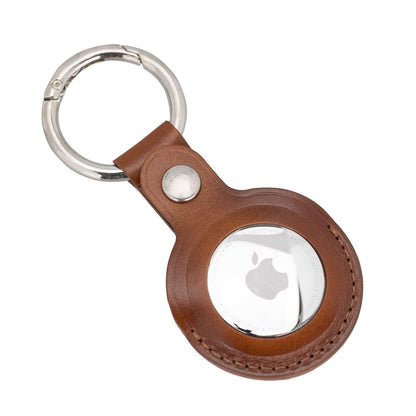 Bayelon Apple Airtag Leather Keychain #color_ Rustic Tan