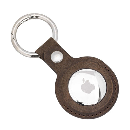 Bayelon Apple Airtag Leather Keychain #color_ Antique Brown