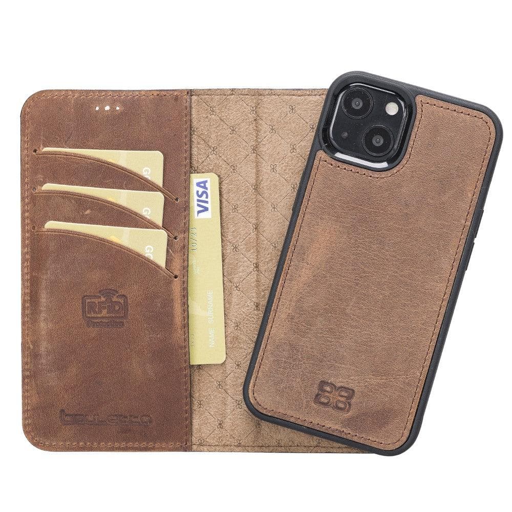 Bayelon Magic iPhone 13 Series Detachable Leather Wallet Case - MW Saddle Brown