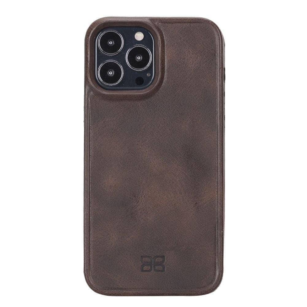 Bayelon Hull Cover Leather Case for iPhone 13 Pro Max Brown