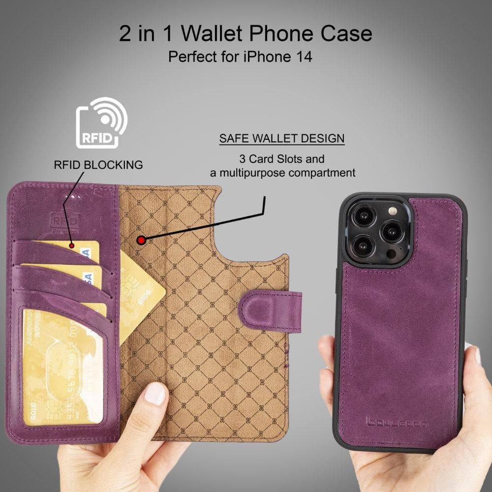 Bouletta Magic iPhone 14 Series Detachable Darker Color Leather Wallet Case -