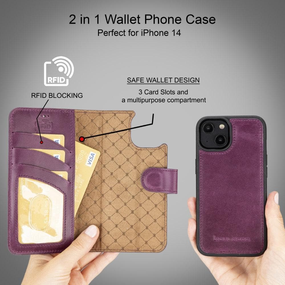 Bouletta Magic iPhone 14 Series Detachable Darker Color Leather Wallet Case -