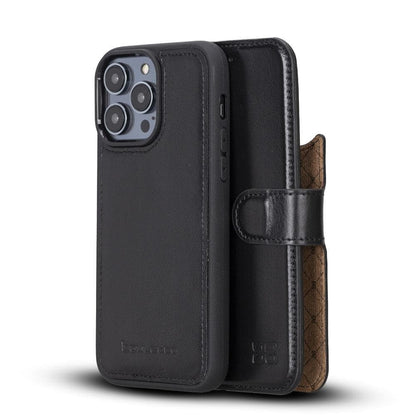 Bouletta Magic iPhone 14 Series Detachable Darker Color Leather Wallet Case - Black