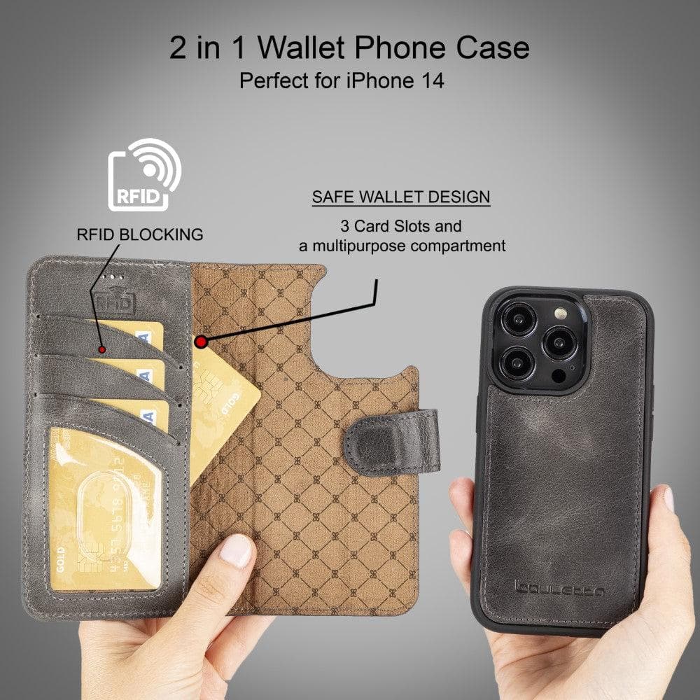 Bouletta Magic iPhone 14 Series Detachable Darker Color Leather Wallet Case -