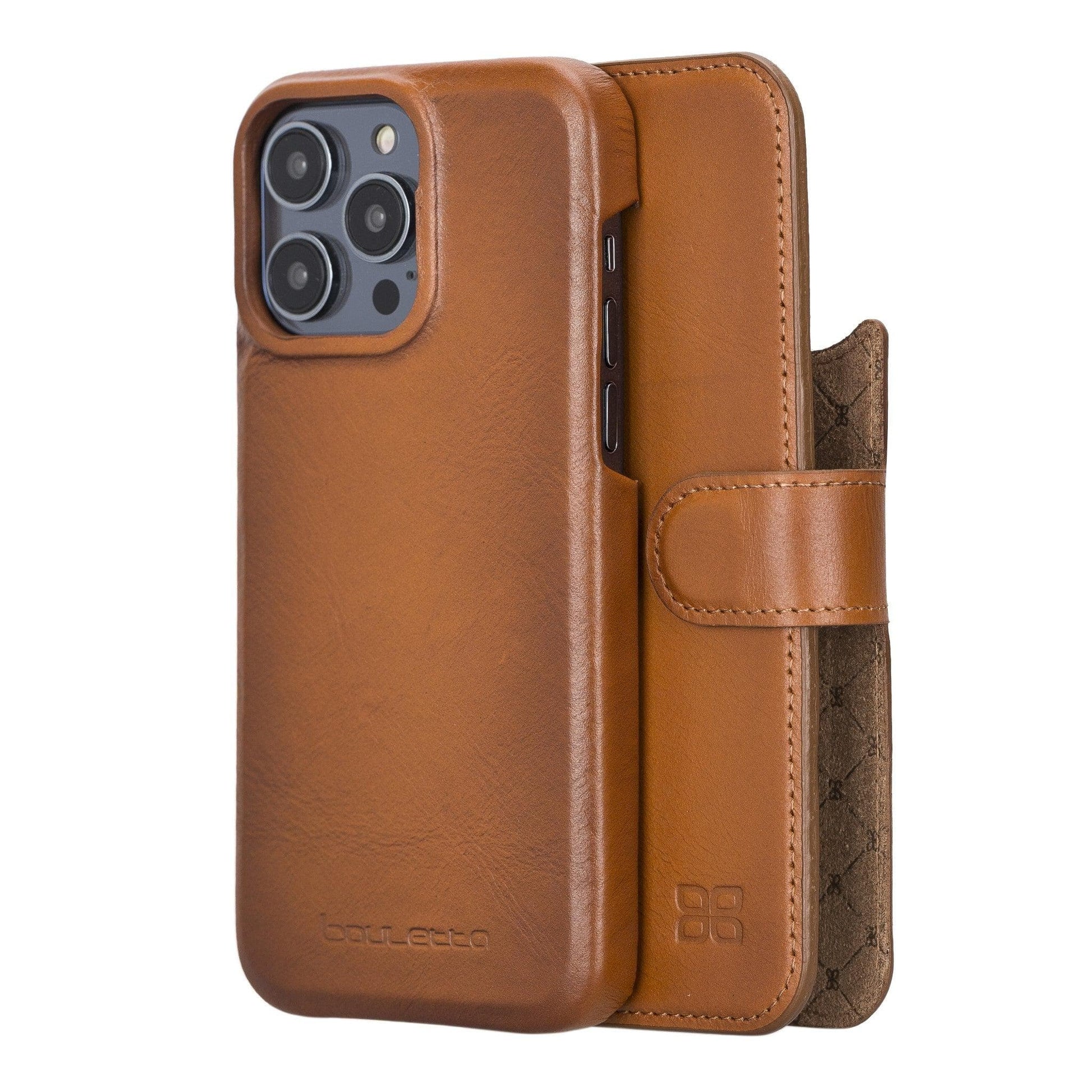 Bouletta F360 Magic Leather iPhone 14 Pro Max Detachable Wallet Case Tan