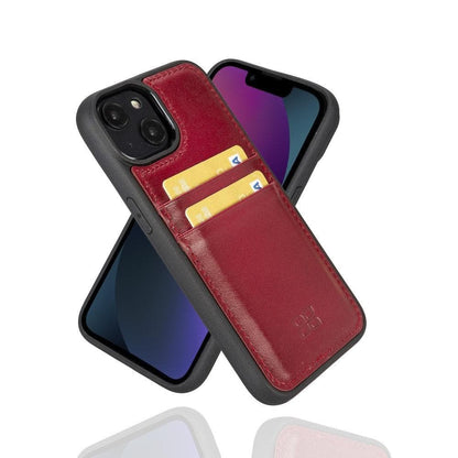 Bouletta Flex Cover Leather iPhone 14 Case with Card Holder Red