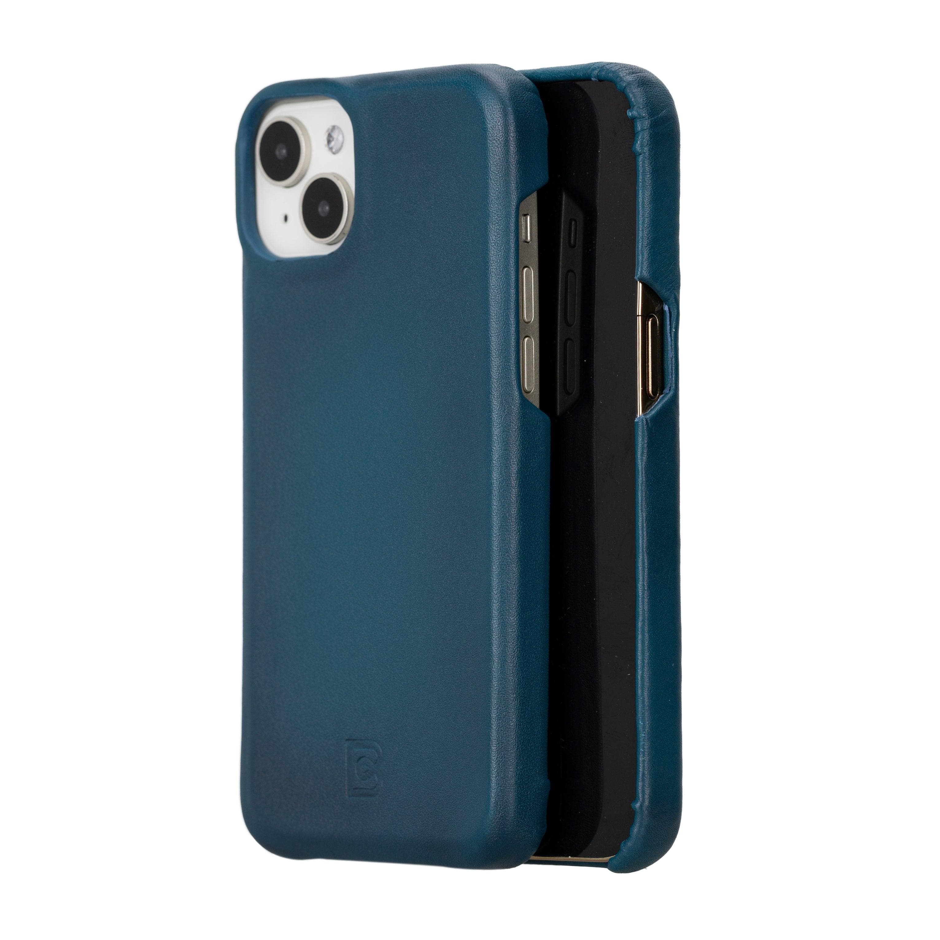 Bayelon F360 Genuine Leather Case for iPhone 15 Pro Max Blue