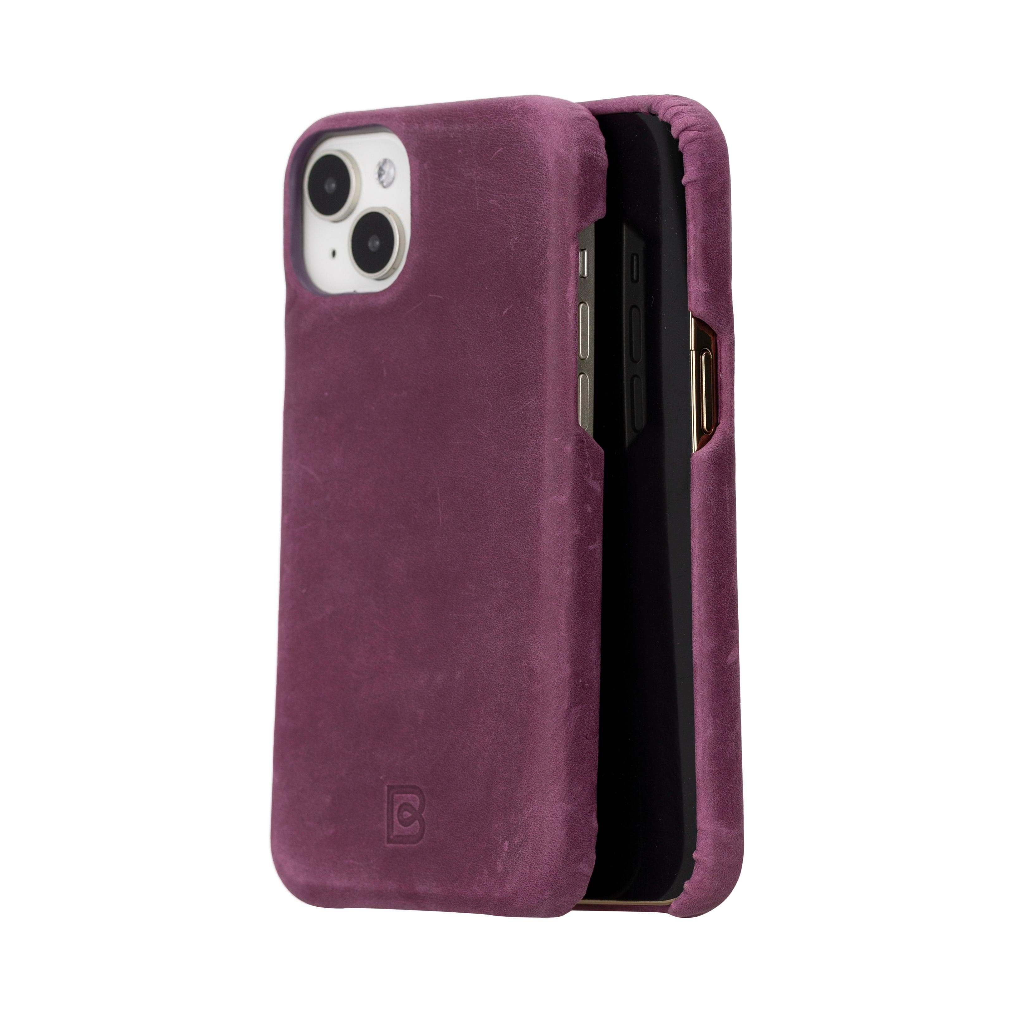 Bayelon F360 Genuine Leather Case for iPhone 15 Pro Max Purple