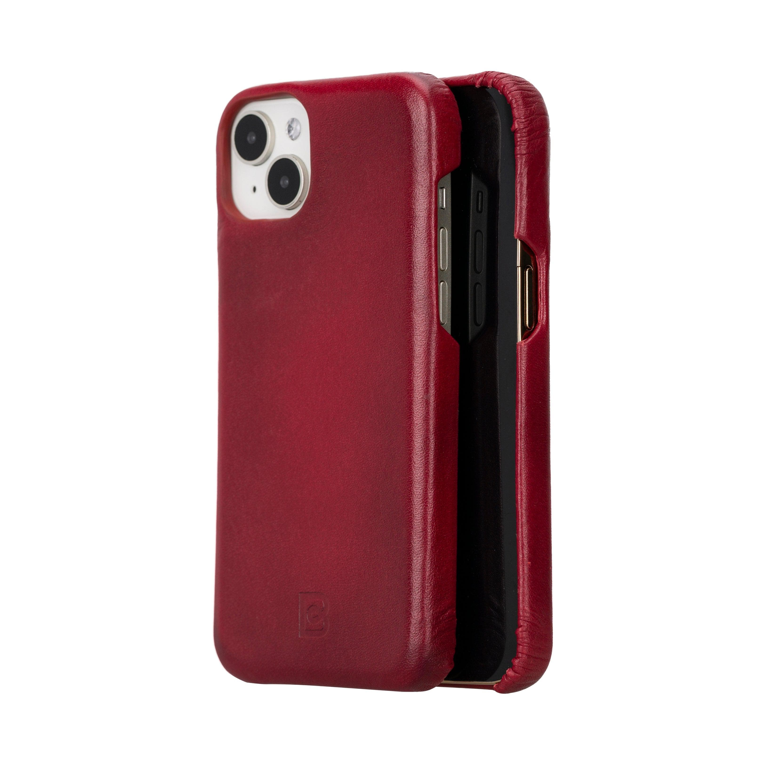 Bayelon F360 Genuine Leather Case for iPhone 15 Pro Max Red