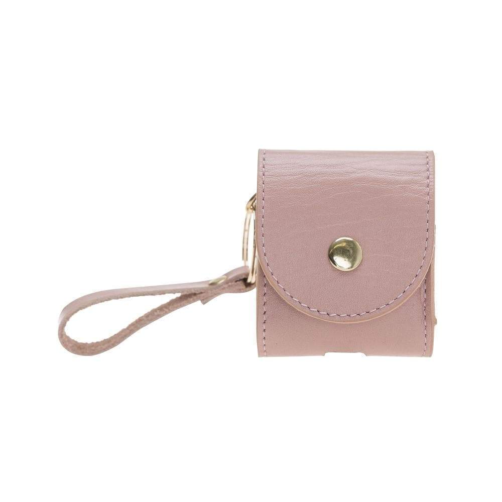 UnBranded Mai Snap AirPods 1 and AirPods 2 Leather Case with Hook Pink