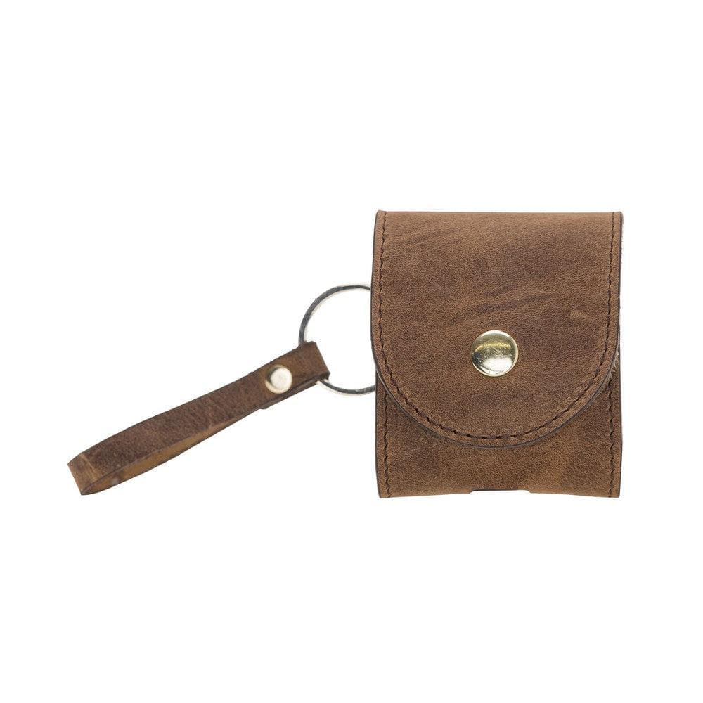 UnBranded Mai Snap AirPods 1 and AirPods 2 Leather Case with Hook Saddle Brown