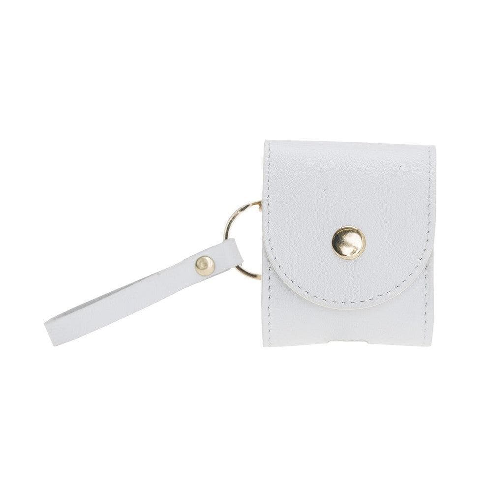 UnBranded Mai Snap AirPods 1 and AirPods 2 Leather Case with Hook White