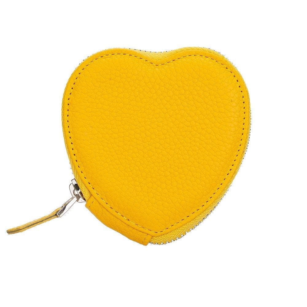Bayelon Genuine Leather Heart Case for AirPods 1 & 2 Yellow