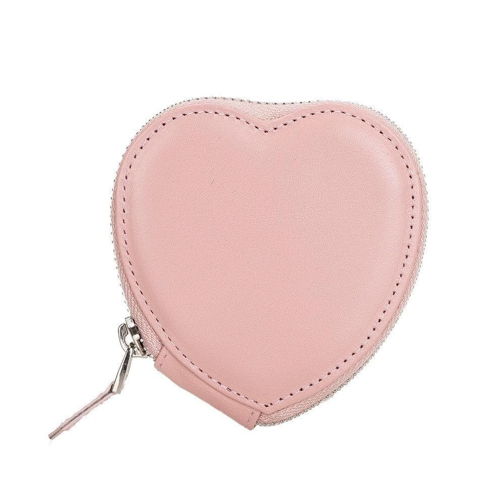 Bayelon Genuine Leather Heart Case for AirPods 1 & 2 Pink