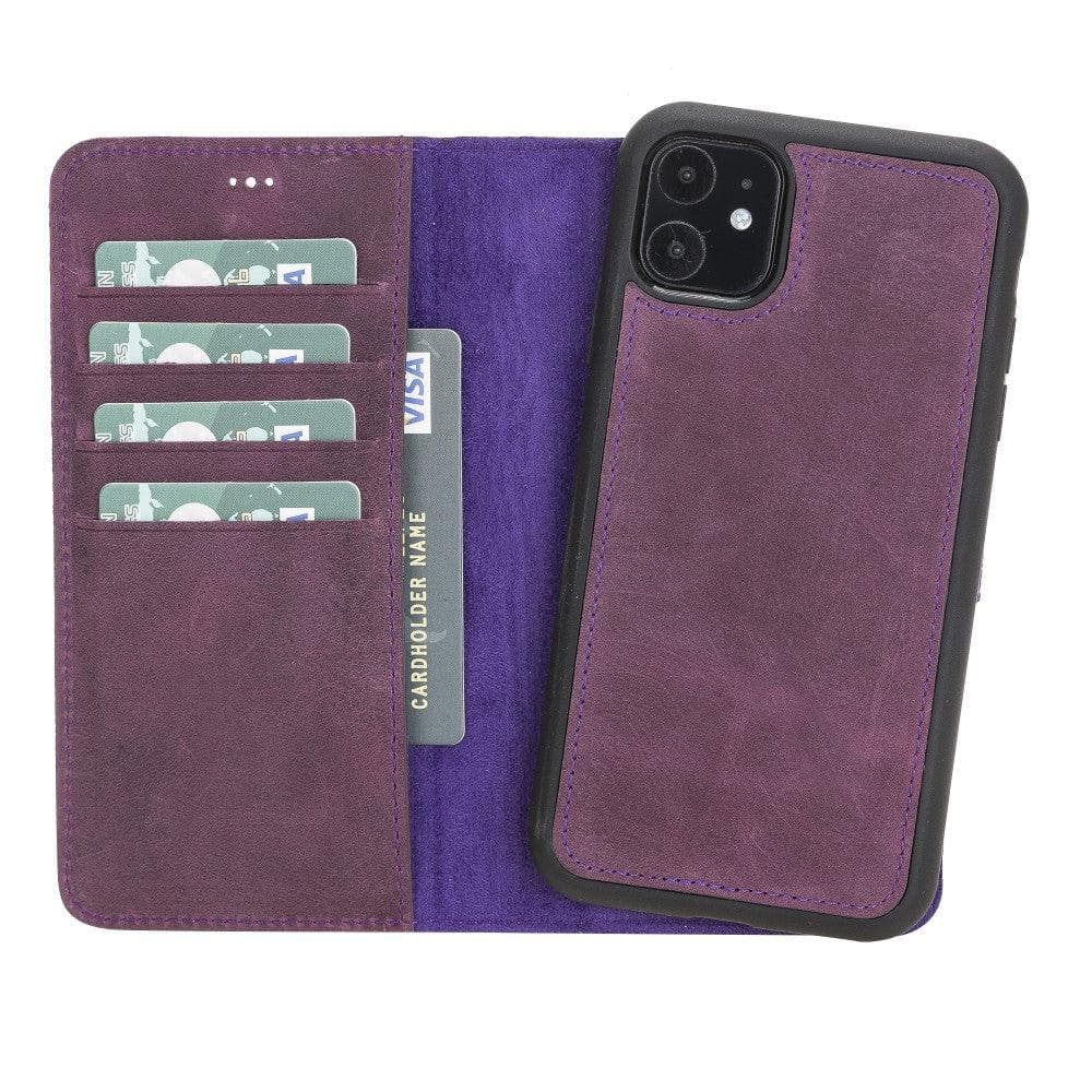 Bayelon Luxury Detachable Leather Wallet Case for iPhone 11 Series Purple