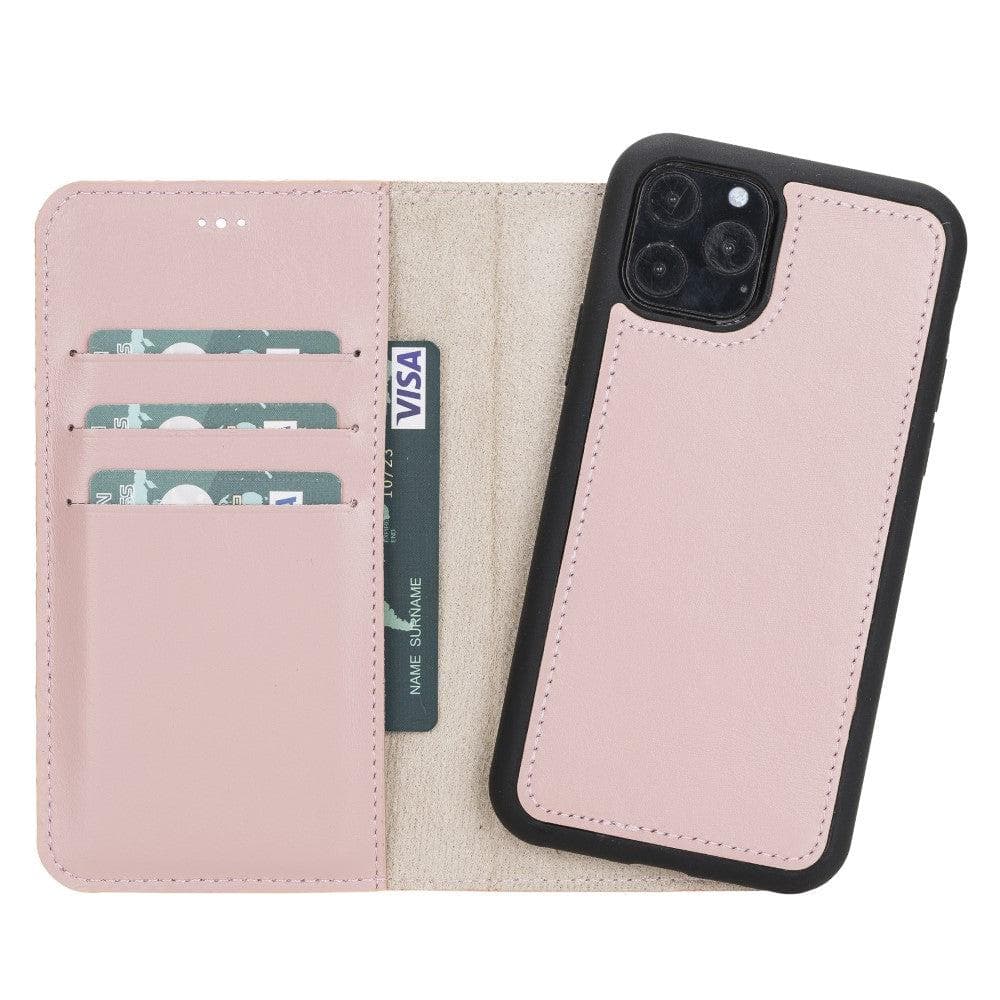 Bayelon Luxury Detachable Leather Wallet Case for iPhone 11 Series Pink