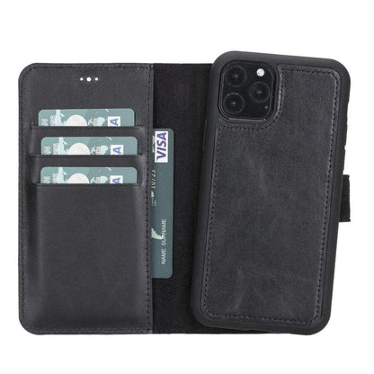 UnBranded Magic iPhone 11 Series Detachable Leather Wallet Case - MW Black