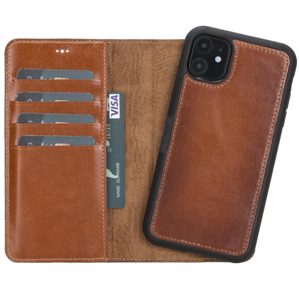 Bayelon Luxury Detachable Leather Wallet Case for iPhone 11 Series Tan