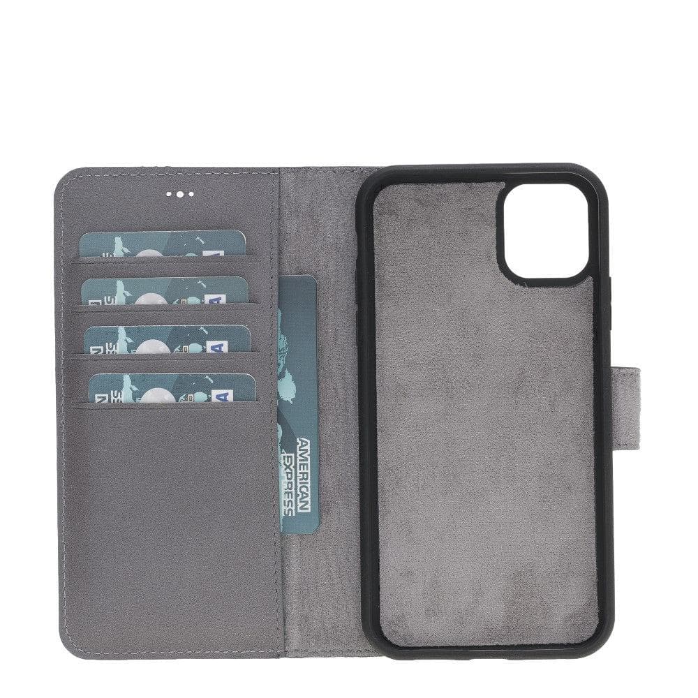 Bayelon Luxury Detachable Leather Wallet Case for iPhone 11 Series I Phone 11 Pro Max 6.7" Gray