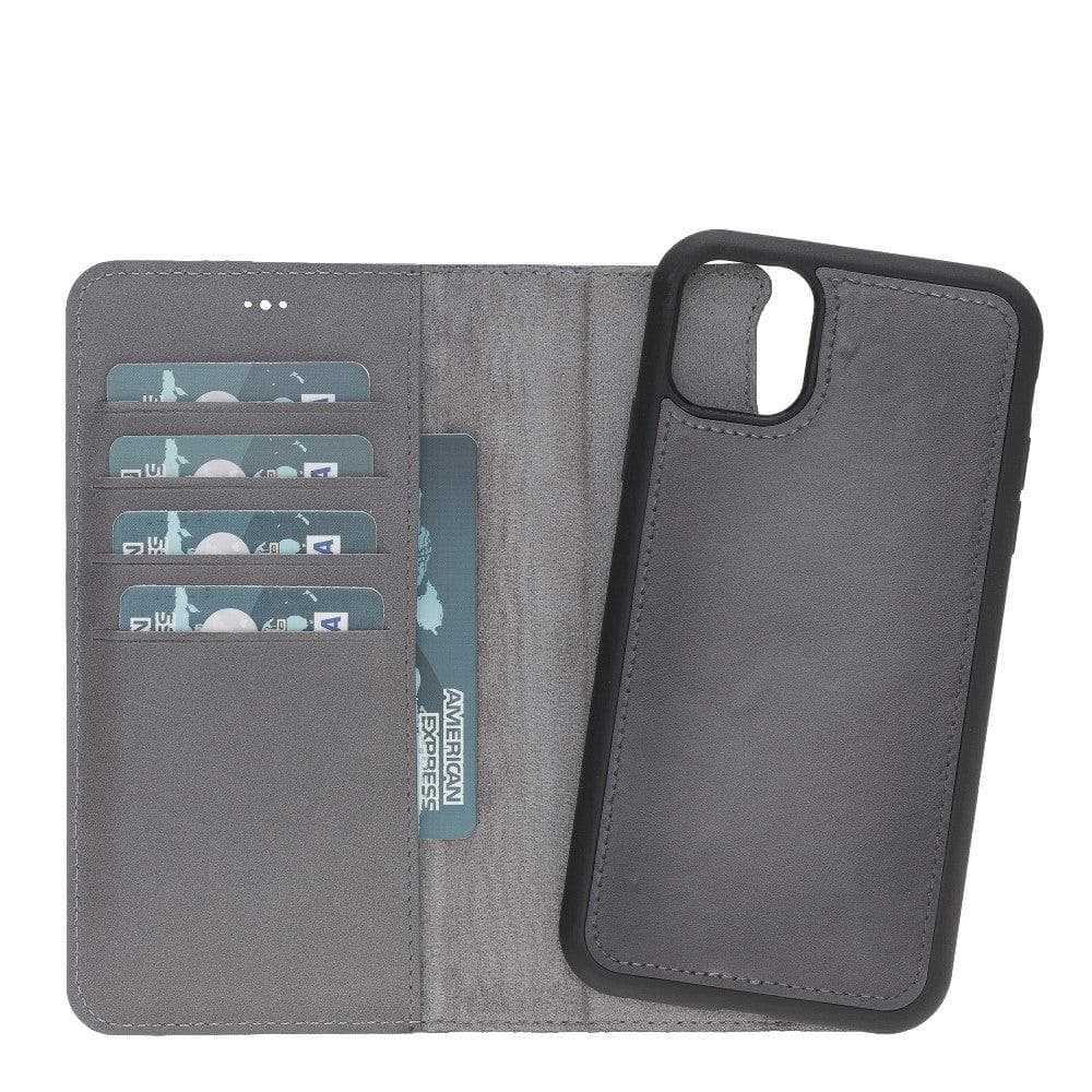 Bayelon Luxury Detachable Leather Wallet Case for iPhone 11 Series I Phone 11 6.1" Gray