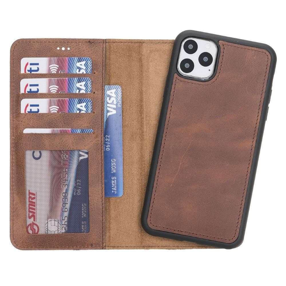 Bayelon Luxury Detachable Leather Wallet Case for iPhone 11 Series I Phone 11 6.1" Brown