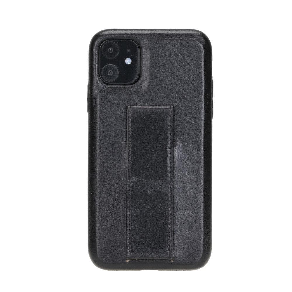 Bayelon Rock Cover Stand Leather Case for iPhone 11 Series Black