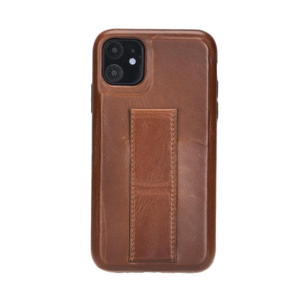 Bayelon Rock Cover Stand Leather Case for iPhone 11 Series Tan