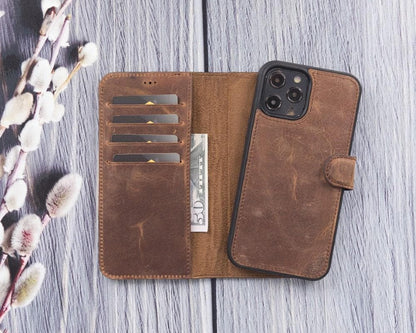 Bouletta Genuine Leather Wallet Case for iPhone 12 Series Saddle Brown