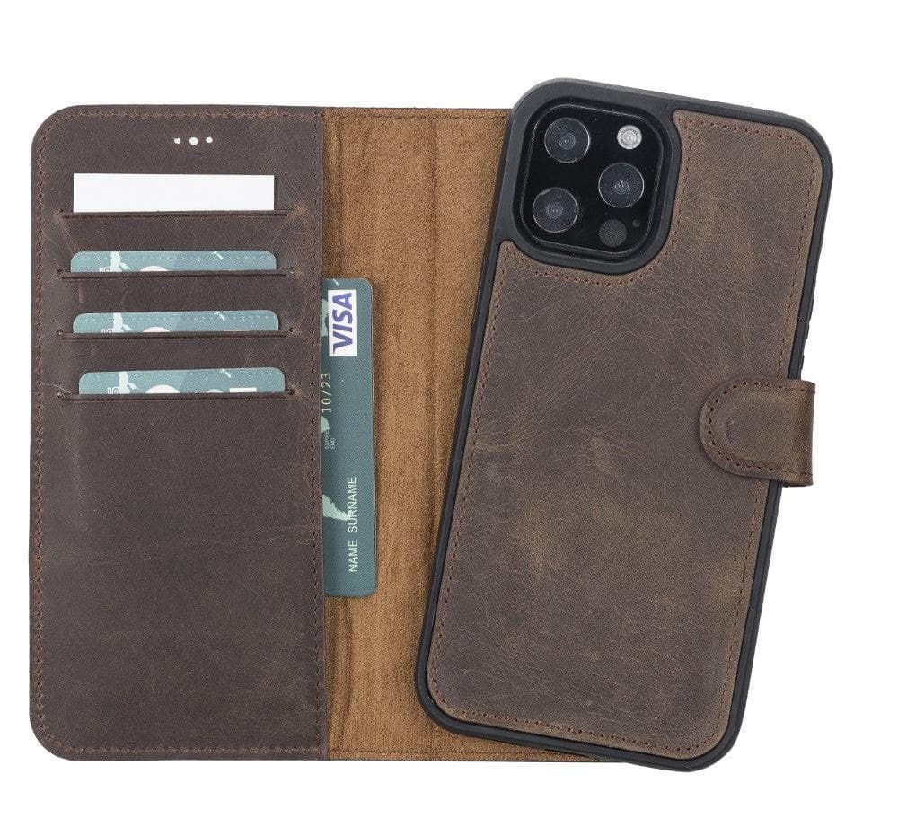 Bouletta Magic iPhone 12 Series Detachable Genuine Leather Wallet Case - MW Dark Brown