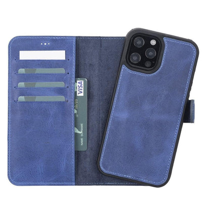 Bouletta Genuine Leather Wallet Case for iPhone 12 Series Cadet Blue