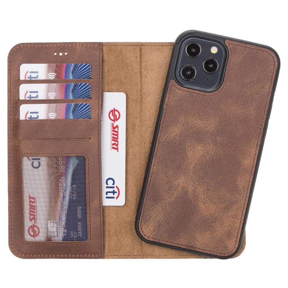 Bouletta Magic iPhone 12 Series Detachable Genuine Leather Wallet Case - MW Brown